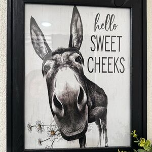 Hello Sweet Cheeks Black & White Donkey Wall Art